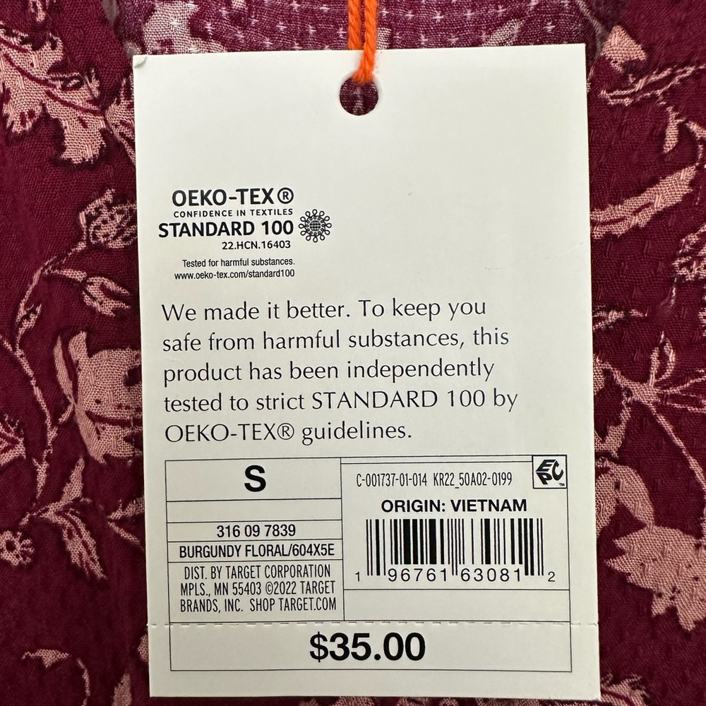 Knox Rose Burgundy Floral Midi Dress Boho Long Sleeve Surplice Neckline Size S - Picture 13 of 15